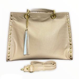 The Laser Leather beige stud Shoulder bag